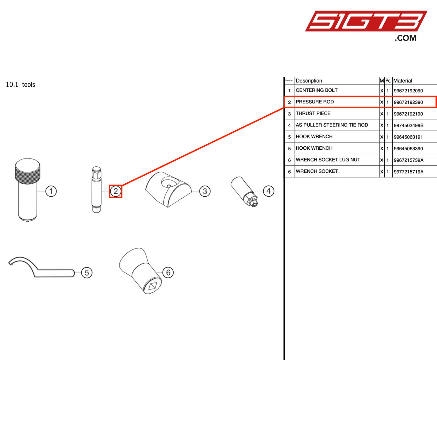 PRESSURE ROD - 99672192390 [PORSCHE 911 GT3 Cup Type 997 (GEN 2)]