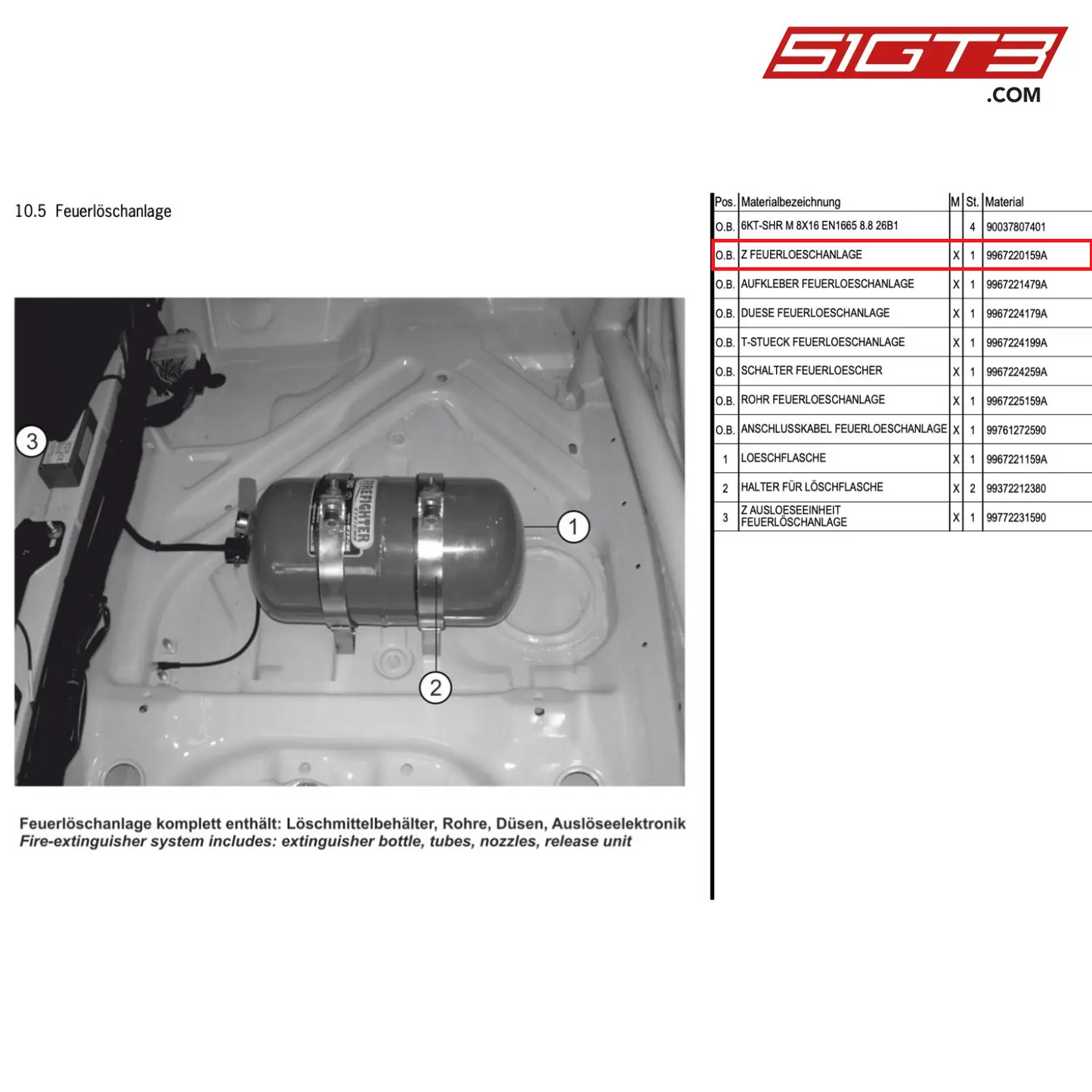 AS FIRE-EXTING.SYST. - 9967220159A [PORSCHE 997.1 GT3 R]