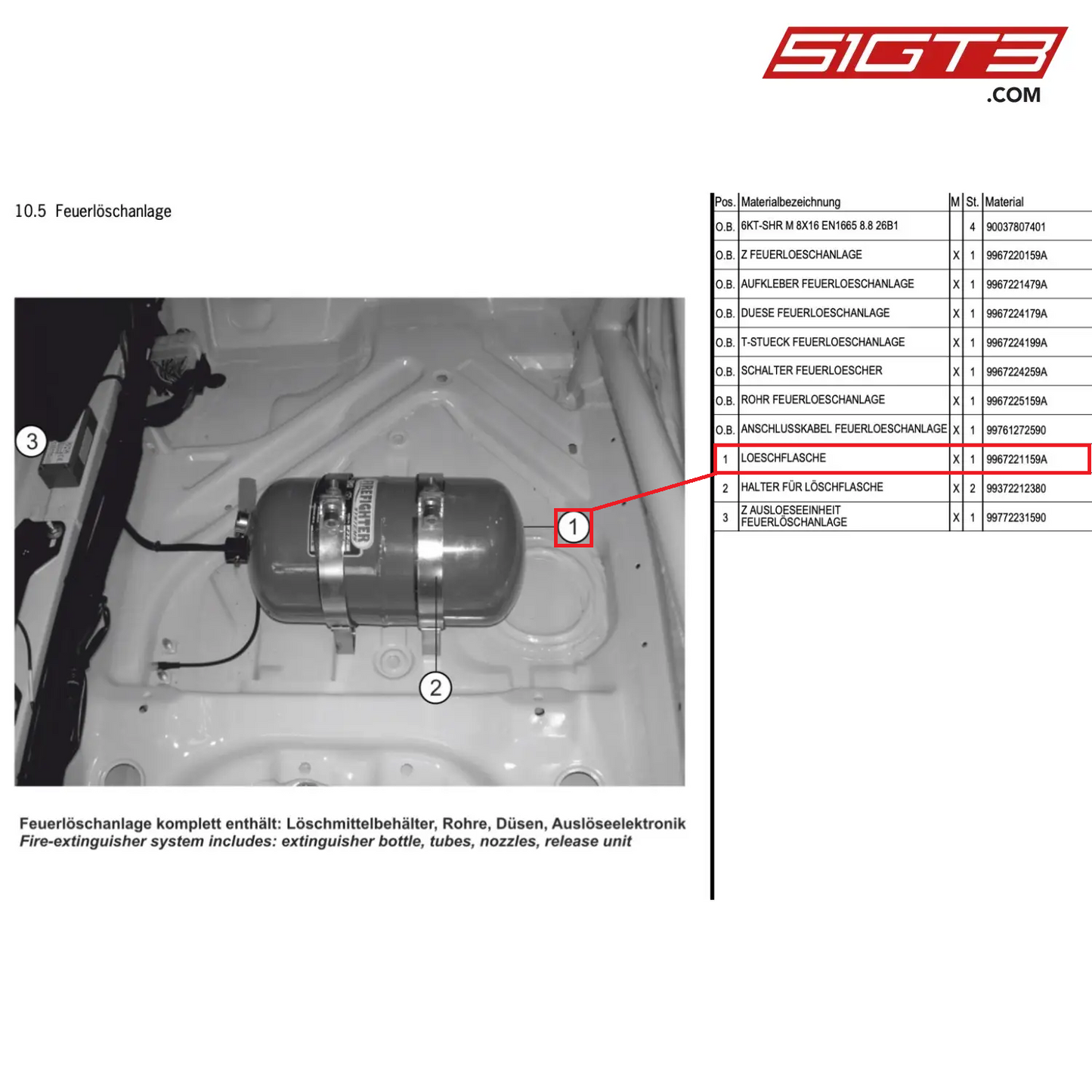 EXTINGUISHER BOTTLE - 9967221159A [PORSCHE 997.1 GT3 R]