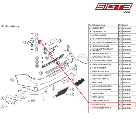 OEILLET DE REMORQUAGE AVANT - 9967226939B [PORSCHE 997.1 GT3 R]