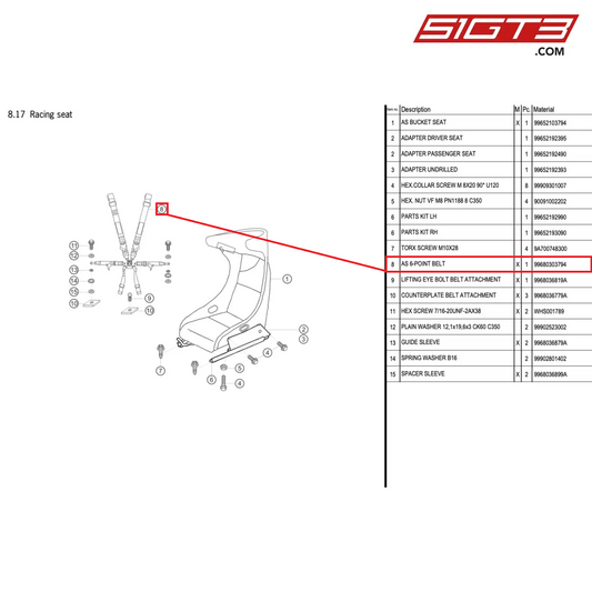 AS 6-POINT BELT - 99680303794 [PORSCHE 996 GT3 Cup]