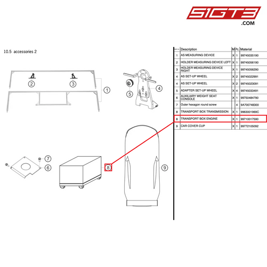 SCATOLA TRASPORTO MOTORE - 99710017590 [PORSCHE 997.2 GT3 Cup]