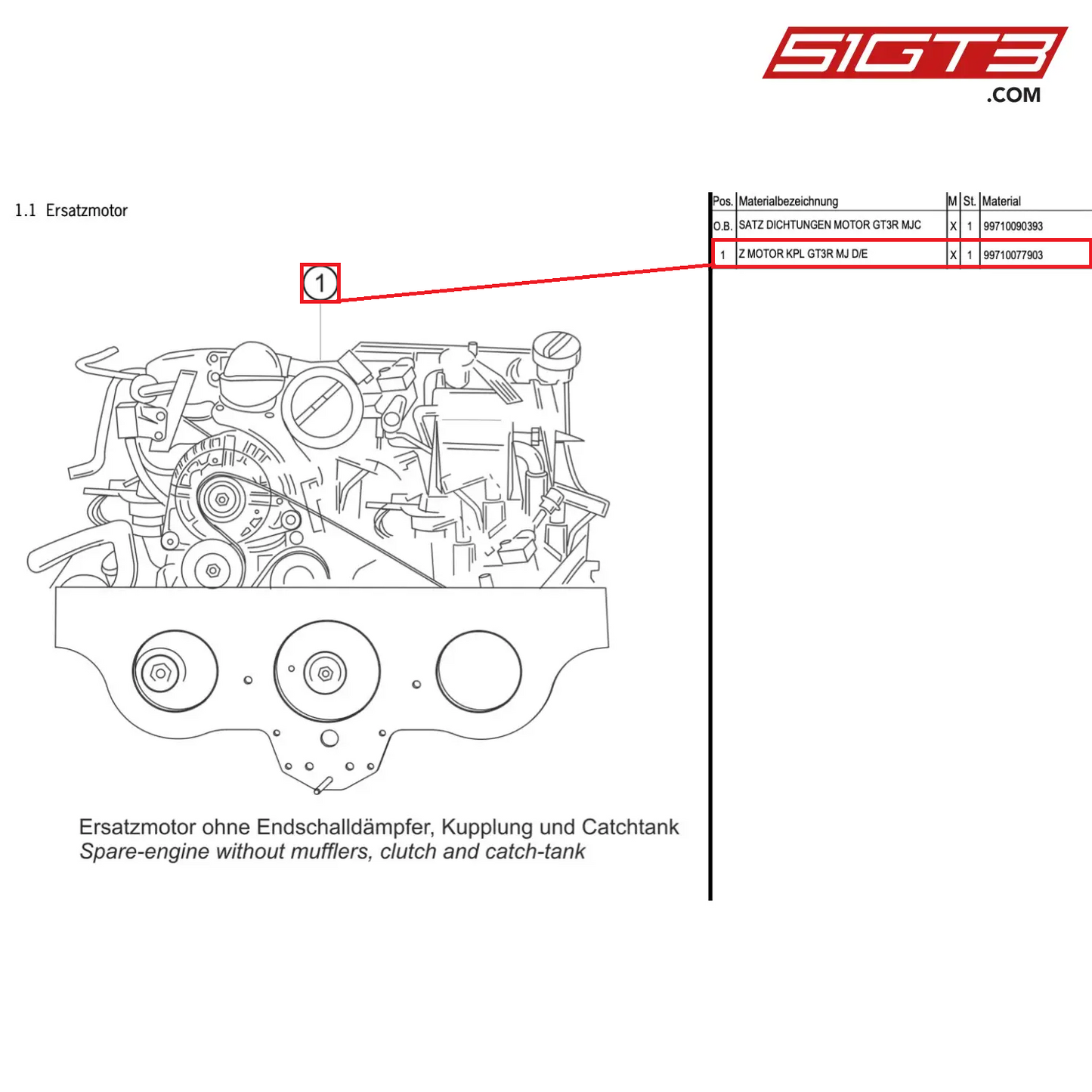 AS ENGINE COMPLETE GT3R - 99710077903 [PORSCHE 997.1 GT3 R]