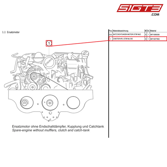 AS ENGINE COMPLETE GT3R - 99710077903 [PORSCHE 997.1 GT3 R]