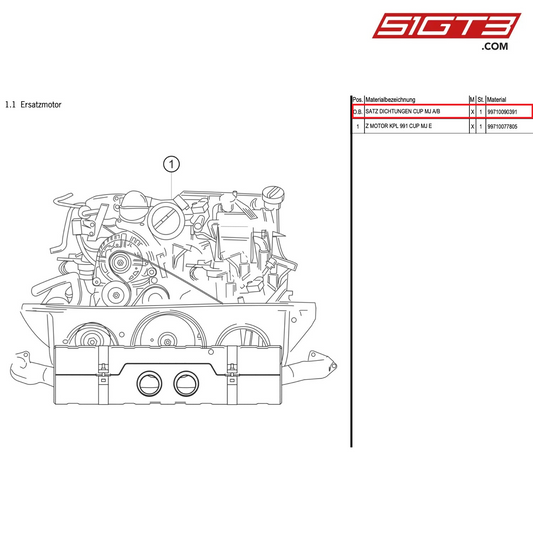 SET SEALINGS - 99710090391 [PORSCHE 991.1 GT3 Cup]