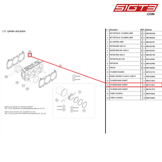 CYLINDER-BASE GASKET - 99710119371 [PORSCHE 996 GT3 Cup]