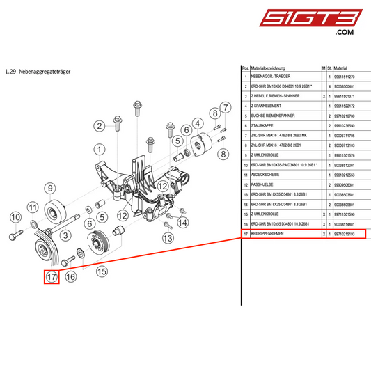 RIBBED V-BELT - 99710215193 [PORSCHE 991.1 GT3 Cup]