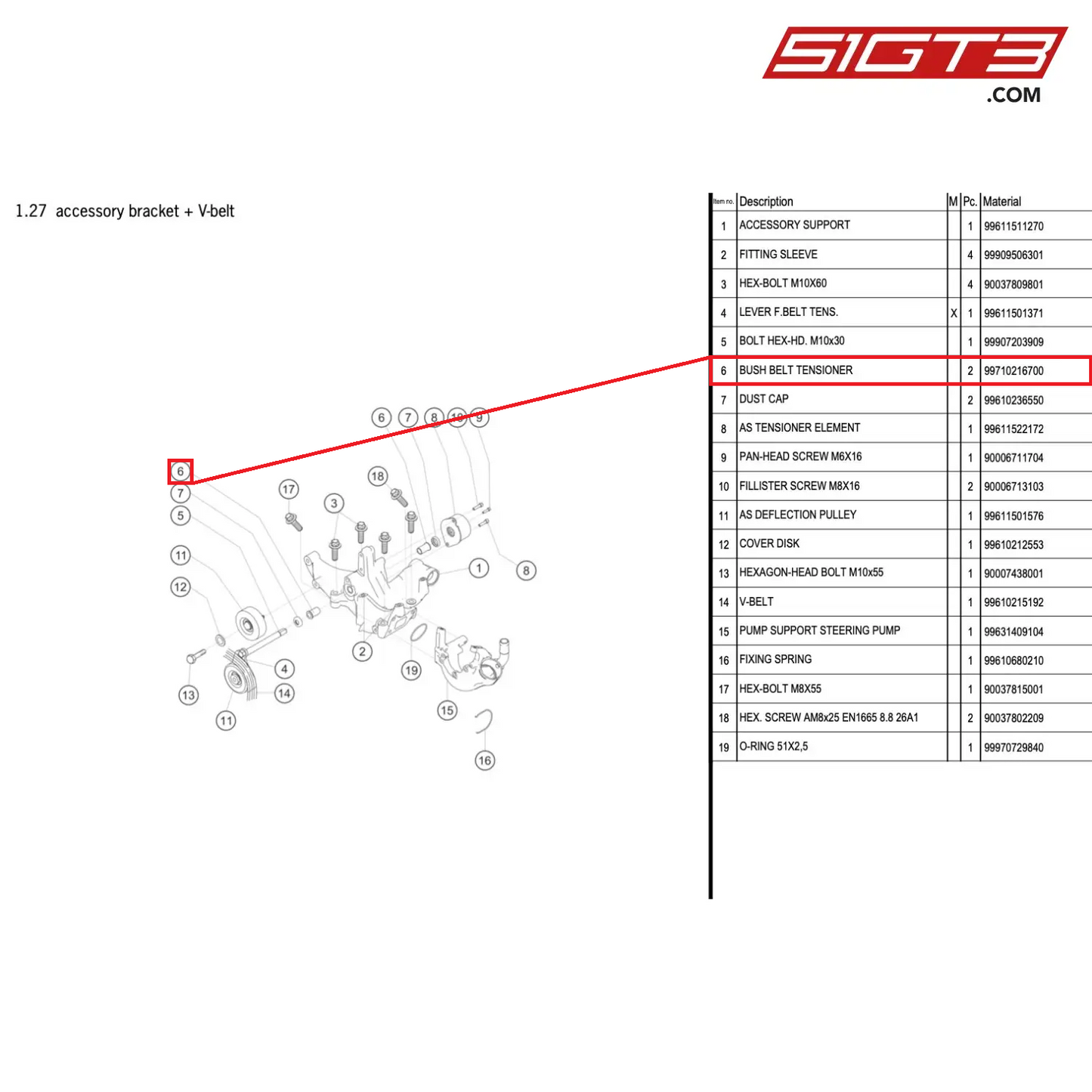 BUSH BELT TENSIONER - 99710216700 [PORSCHE 996 GT3 Cup]