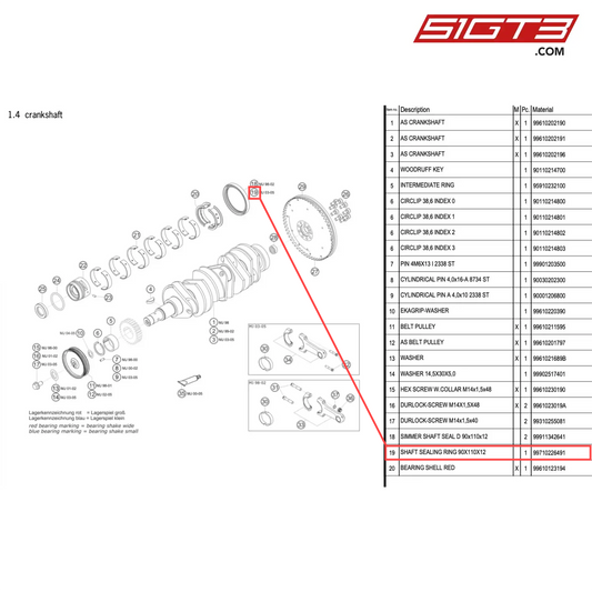 SHAFT SEALING RING 90X110X12 - 99710226491 [PORSCHE 996 GT3 Cup]