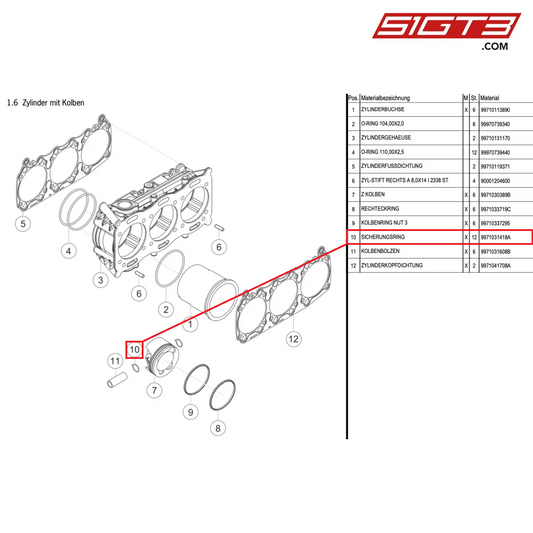 LOCKING RING - 9971031418A [PORSCHE 997.1 GT3 R]