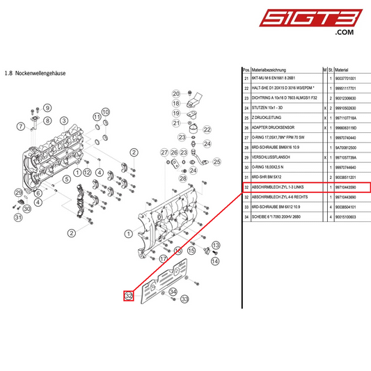 SHIELD CYL.1-3 LEFT - 99710443590 [PORSCHE 991.1 GT3 Cup]
