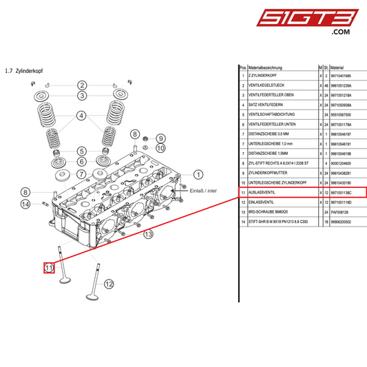 EXHAUST VALVE - 9971051138C [PORSCHE 997.1 GT3 R]