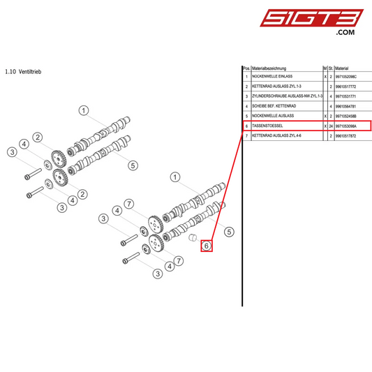 FLAT-TAPPET - 9971053098A [PORSCHE 997.1 GT3 R]