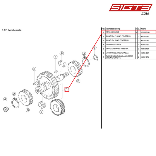 AS SPACER SHAFT - 9971059318D [PORSCHE 997.1 GT3 R]