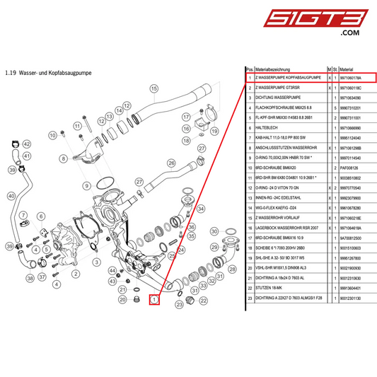 AS WATER PUMP - 9971060178A [PORSCHE 997.1 GT3 R]