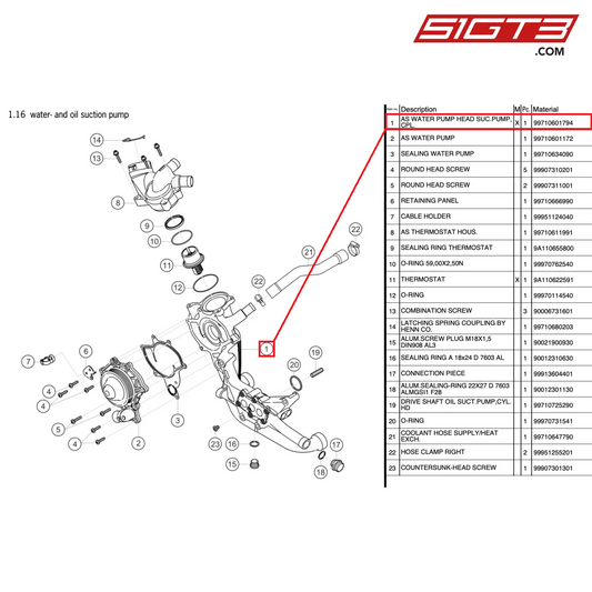 TESTA POMPA ACQUA SUC.POMPA,CPL. - 99710601794 [PORSCHE 997.2 GT3 Cup]