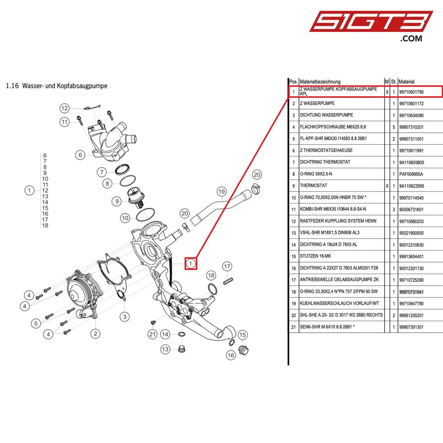 AS WATER PUMP HEAD SUC.PUMP,CPL. - 99710601795 [PORSCHE 991.1 GT3 Cup (2016)]