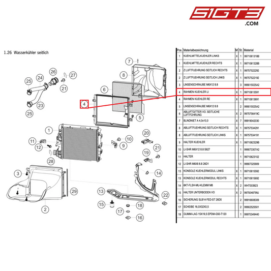 FRAME RADIATOR - 99710613591 [PORSCHE 997.1 GT3 R]