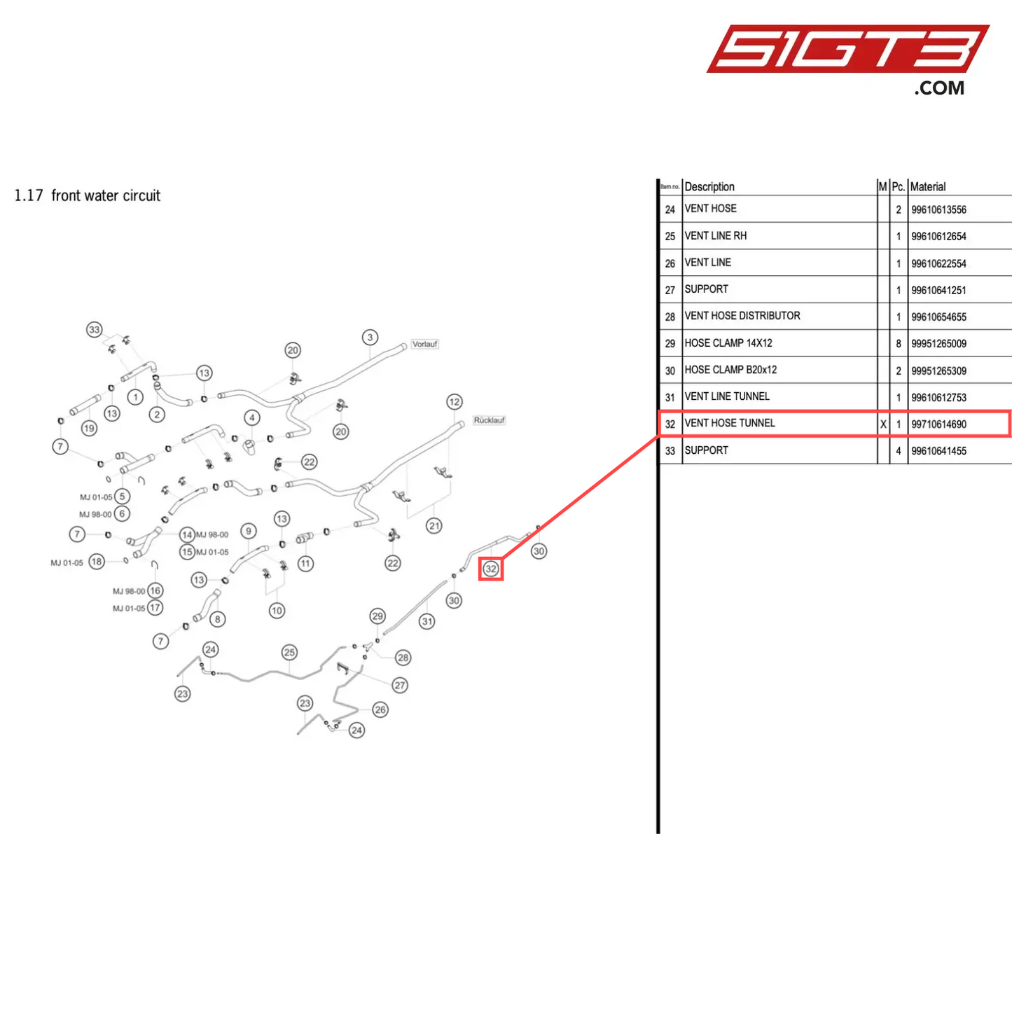 VENT HOSE TUNNEL - 99710614690 [PORSCHE 996 GT3 Cup]