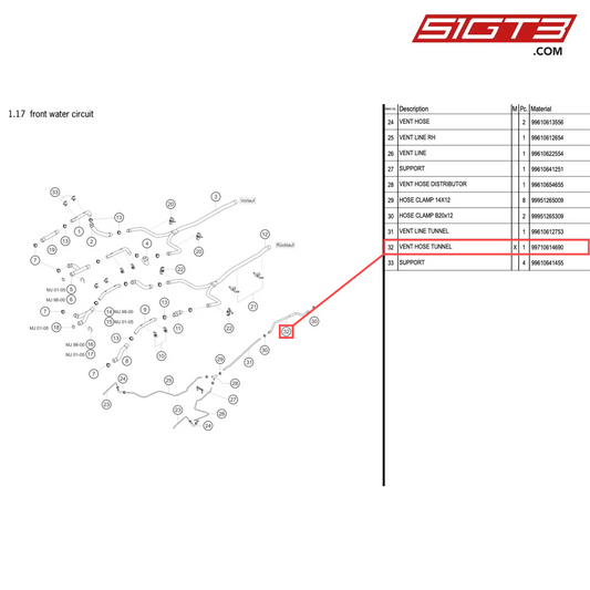 VENT HOSE TUNNEL - 99710614690 [PORSCHE 996 GT3 Cup]