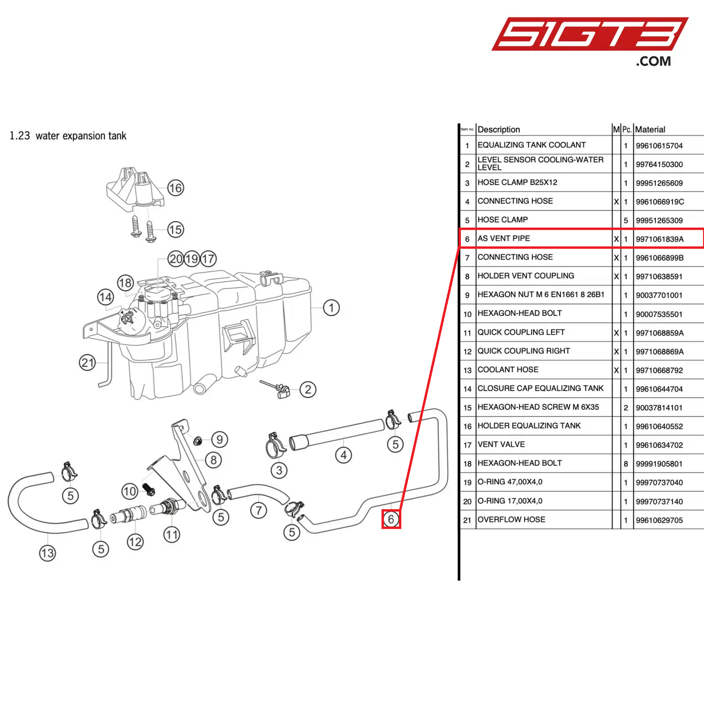 AS VENT PIPE - 9971061839A [PORSCHE 997.2 GT3 Cup]