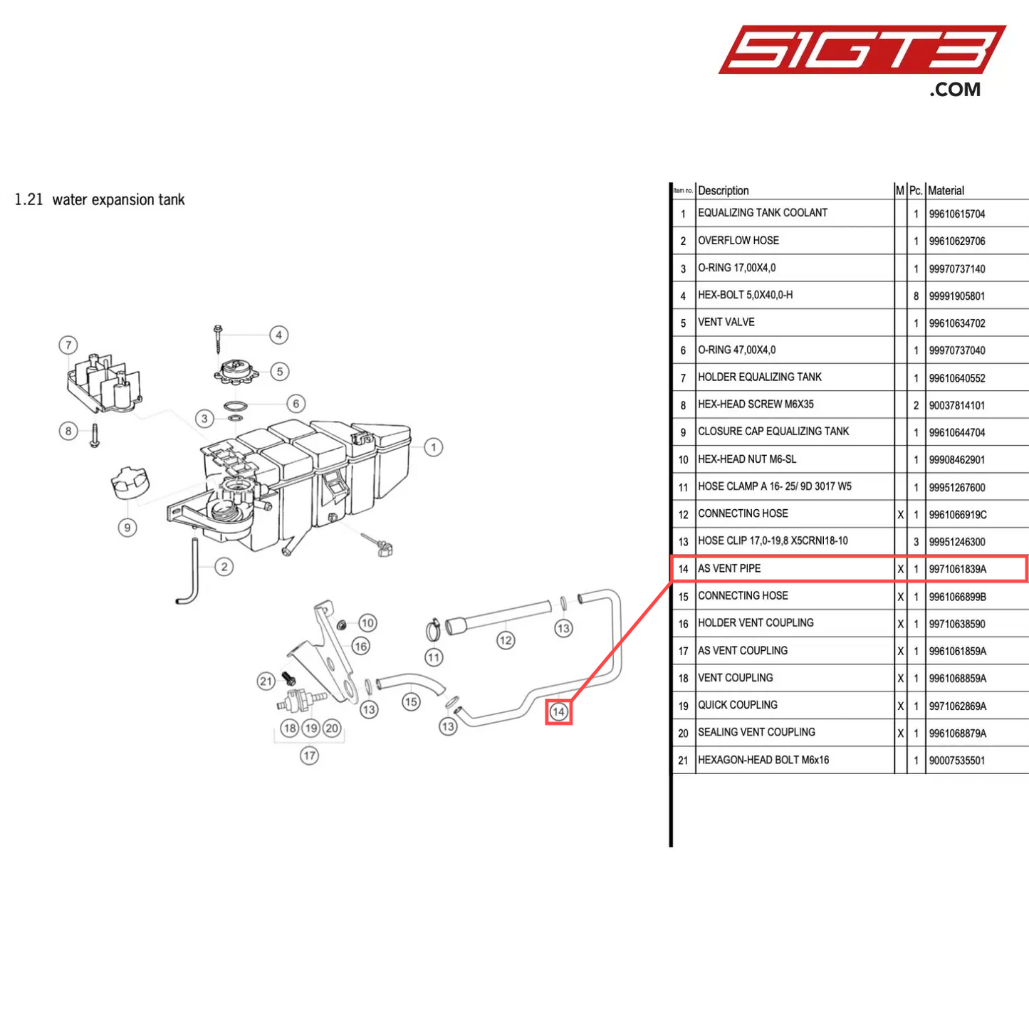 AS VENT PIPE - 9971061839A [PORSCHE 996 GT3 Cup]