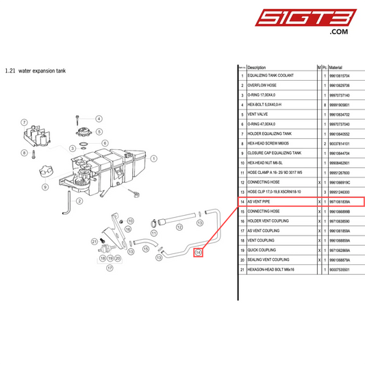 AS VENT PIPE - 9971061839A [PORSCHE 996 GT3 Cup]