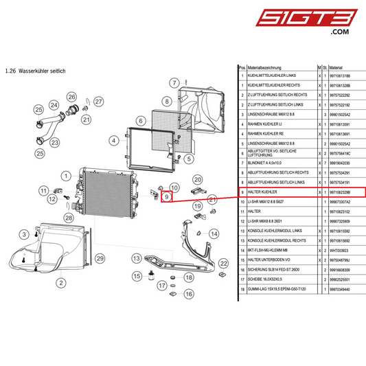 HOLDER RADIATOR - 9971062329B [PORSCHE 997.1 GT3 R]