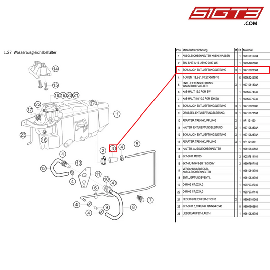 HOSE VENT LINE - 9971062838A [PORSCHE 997.1 GT3 R]