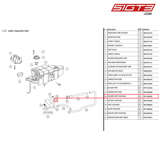 HOLDER VENT COUPLING - 99710638590 [PORSCHE 996 GT3 Cup]