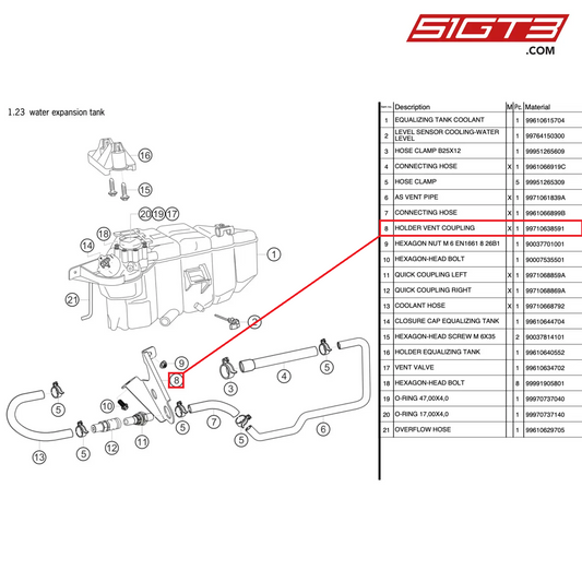HOLDER VENT COUPLING - 99710638591 [PORSCHE 997.2 GT3 Cup]