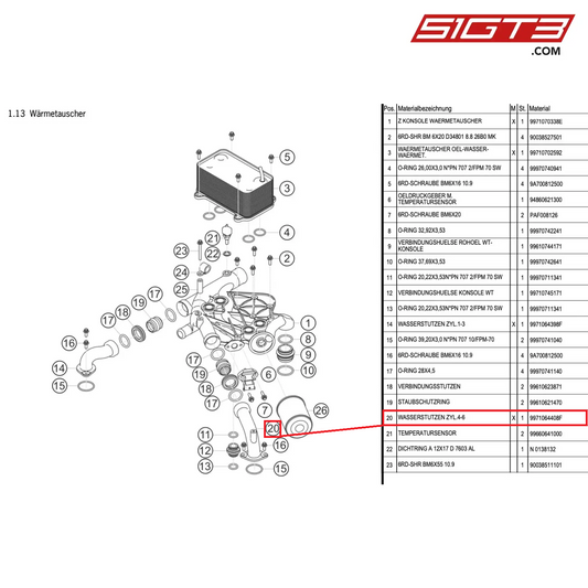 WATER NECK CYL.4-6 - 9971064408F [PORSCHE 997.1 GT3 R]