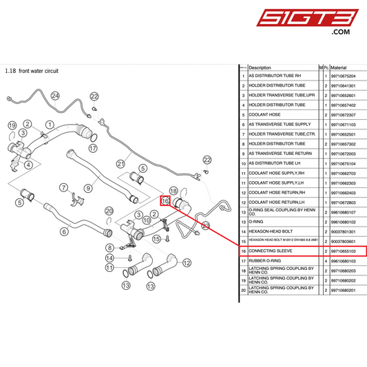 VERBINDUNGSHÜLSE - 99710655103 [PORSCHE 997.2 GT3 Cup]