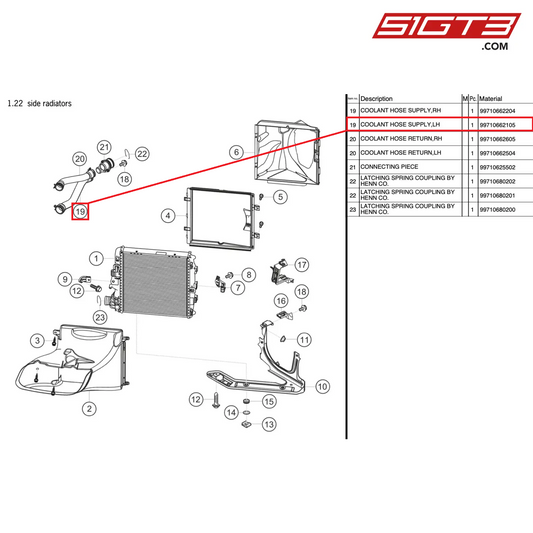 COOLANT HOSE SUPPLY,LH - 99710662105 [PORSCHE 997.2 GT3 Cup]