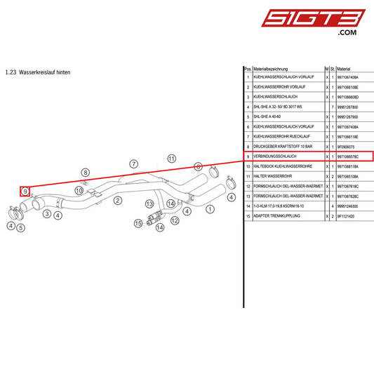 CONNECTING HOSE - 9971066578C [PORSCHE 997.1 GT3 R]