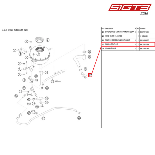 FILLING COUPLING - 9971066758A [PORSCHE 911 GT3 R Type 991 (GEN 2)]