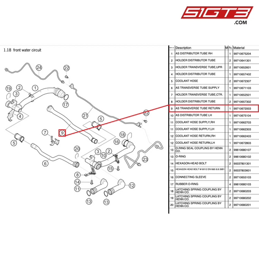 AS TRANSVERSE TUBE RETURN - 99710672003 [PORSCHE 997.2 GT3 Cup]