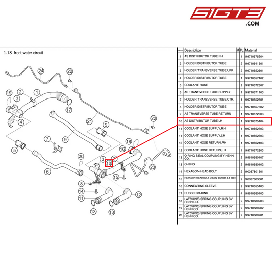 AS VERTEILERROHR LH - 99710675104 [PORSCHE 997.2 GT3 Cup]