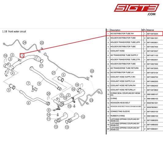 AS VERTEILERROHR RE - 99710675204 [PORSCHE 997.2 GT3 Cup]