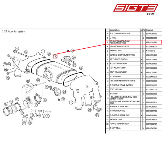 AS DISTRIBUTOR TUBE RESONANCE TUBE - 99711011690 [PORSCHE 997.2 GT3 Cup]