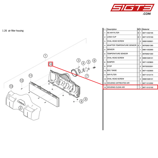 HOUSING CLEAN AIR - 99711012192 [PORSCHE 997.2 GT3 Cup]