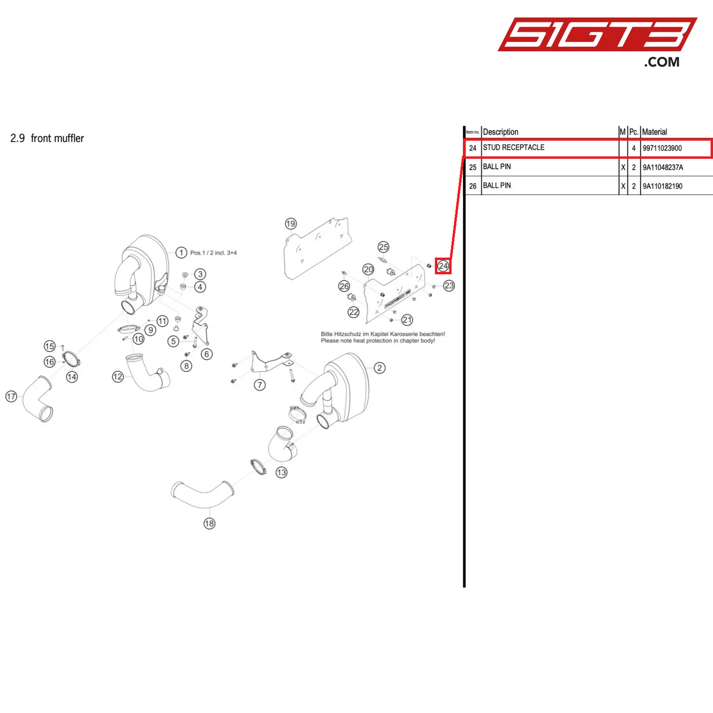 STUD RECEPTACLE - 99711023900 [PORSCHE 911 GT3 R Type 991 (GEN 2)]