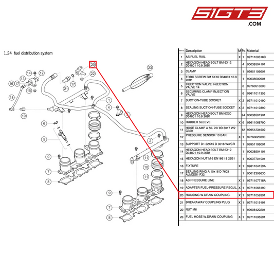 HOUSING W.DRAIN COUPLING - 99711059391 [PORSCHE 997.2 GT3 Cup]