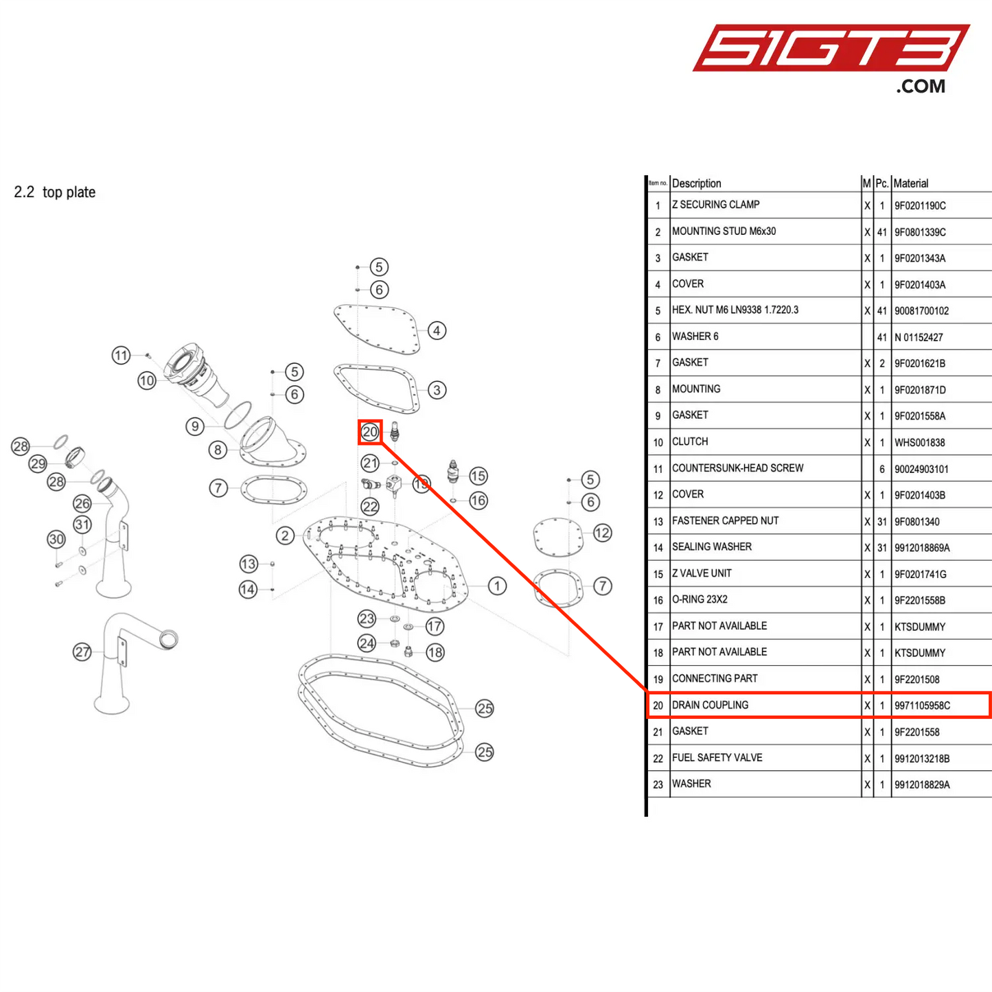 DRAIN COUPLING - 9971105958C [PORSCHE 911 GT3 R Type 991 (GEN 2)]