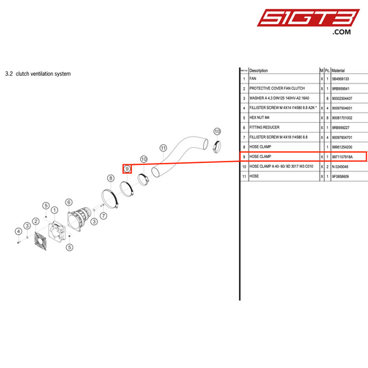 HOSE CLAMP - 9971107918A [PORSCHE 992.1 GT3 R]
