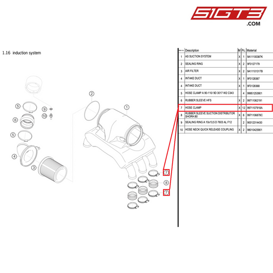 HOSE CLAMP - 9971107918A [PORSCHE 911 GT3 R Type 991 (GEN 2)]