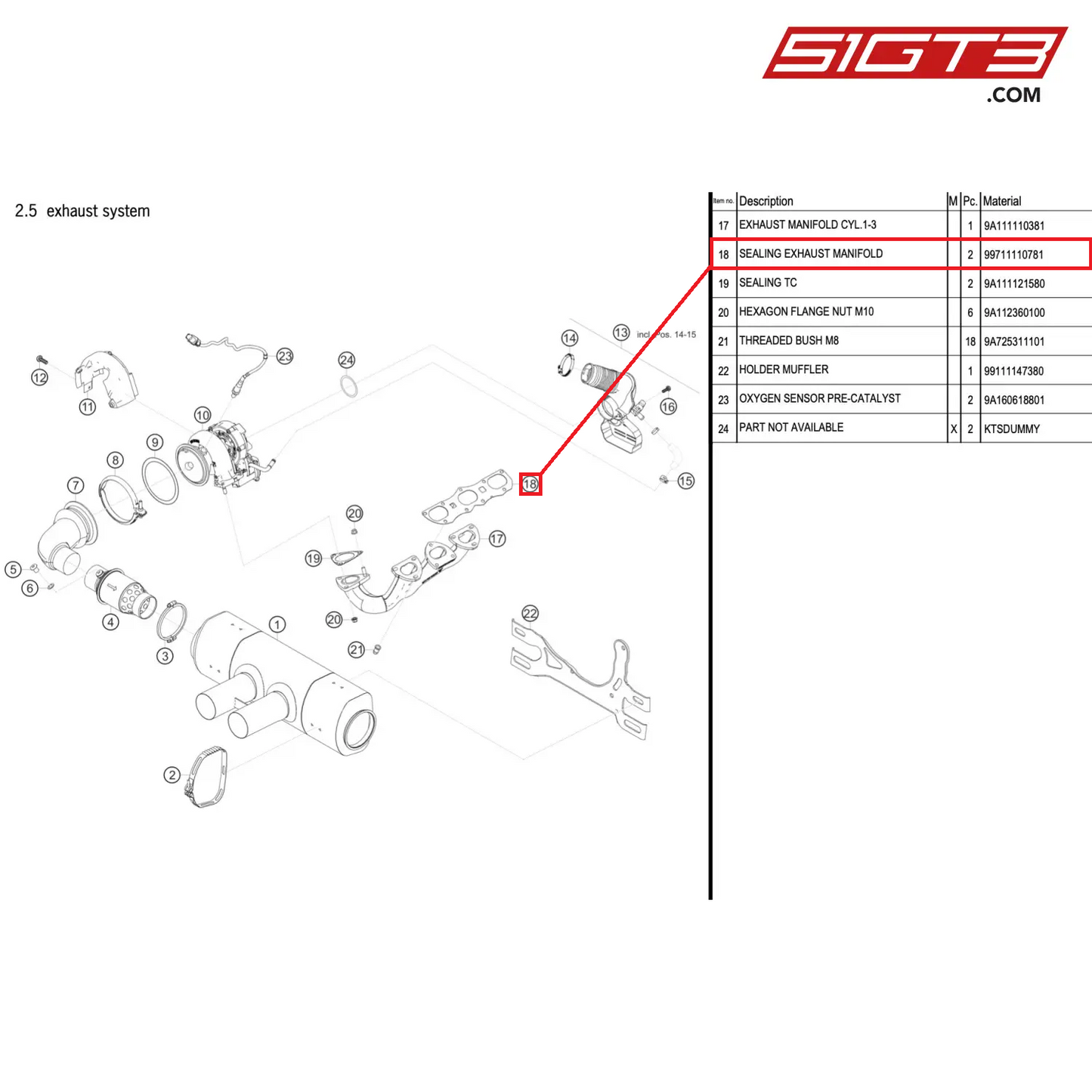 SEALING EXHAUST MANIFOLD - 99711110781 [PORSCHE 911 GT2 RS Clubsport]