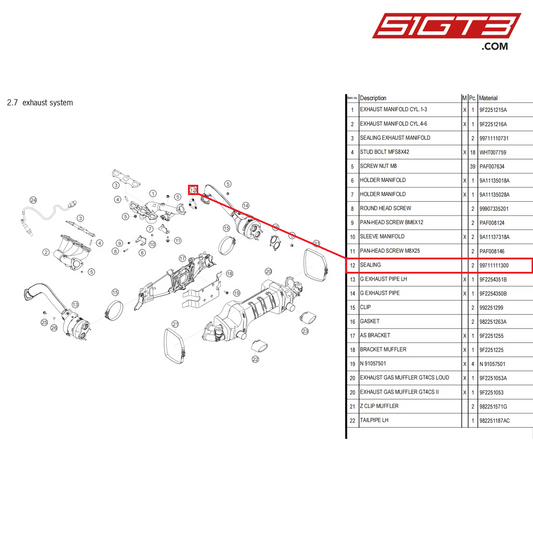 SEALING - 99711111300 [PORSCHE 718 Cayman GT4 Clubsport]