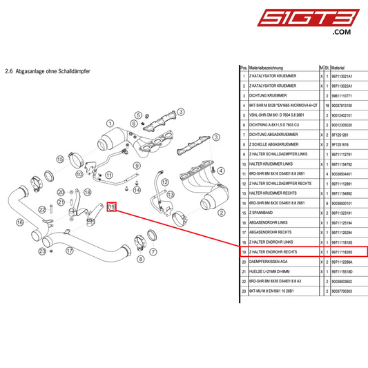 AS HOLDER TAILPIPE RIGHT - 9971111828S [PORSCHE 991.1 GT3 Cup]