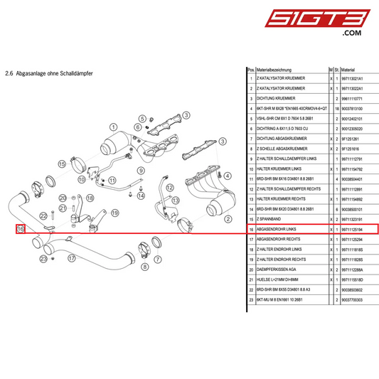 EXHAUST TAILPIPE LH - 99711125194 [PORSCHE 991.1 GT3 Cup]